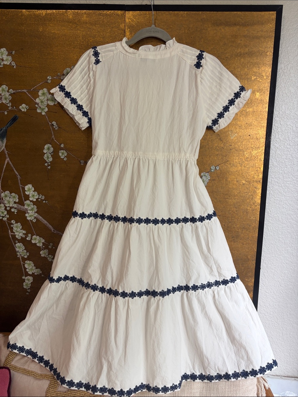 Ivy City Co Santorini tiered dress, 100%, cotton, embroidered flower details. - Picture 5 of 13